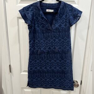 Vineyard Vines Womens Mini Dress Shift Burnout Print Blue Size S EUC
